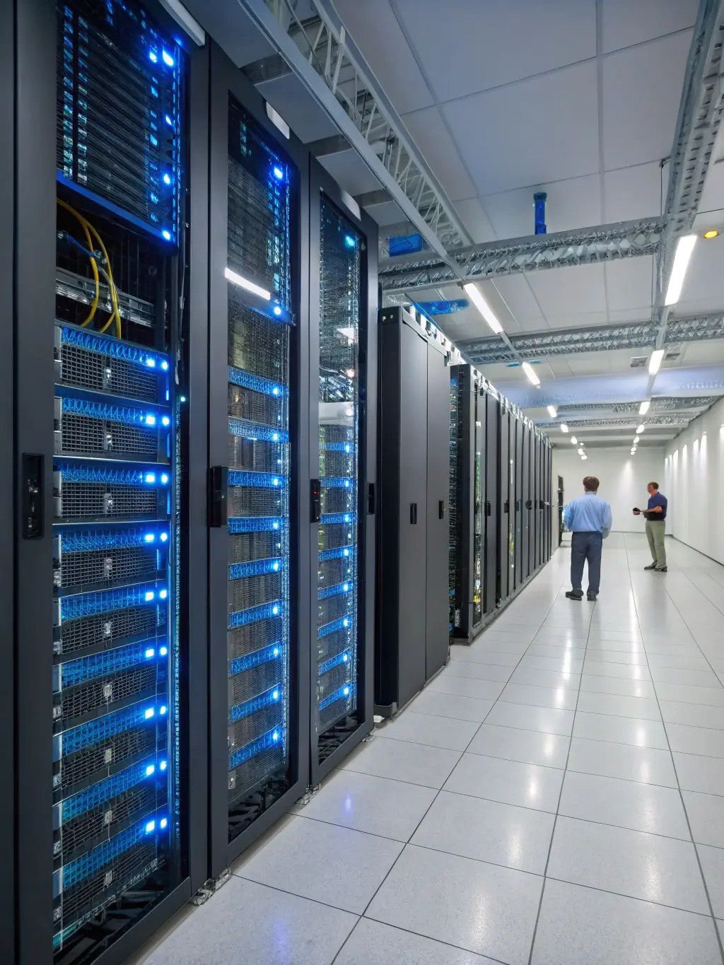 A secure data center environment, emphasizing the security and scalability of the ClouderixAI platform for FANNIETECH's clients.